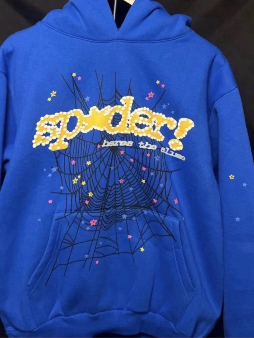 Blue sp5der Hoodie Sweatshirtsize medium